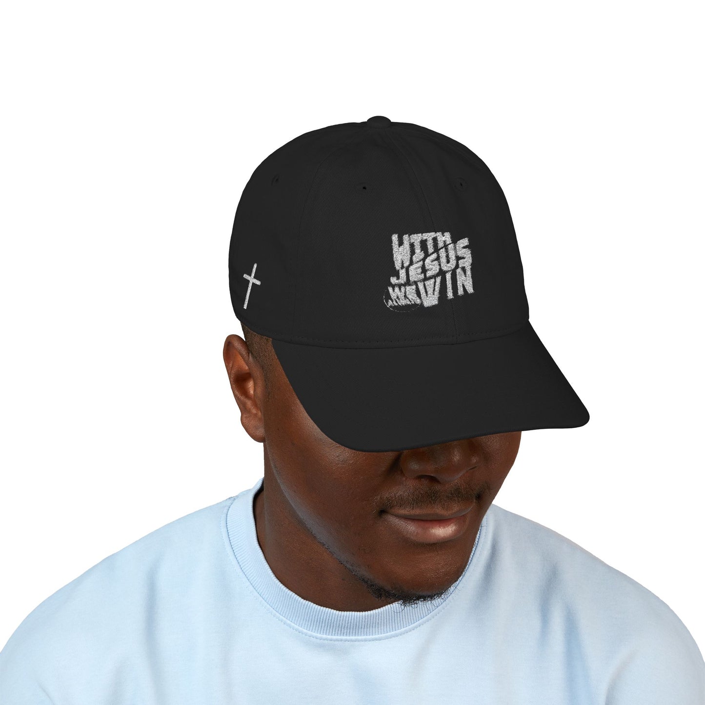 With Jesus We Always Win Baseball Cap - Eco-Friendly + Organic