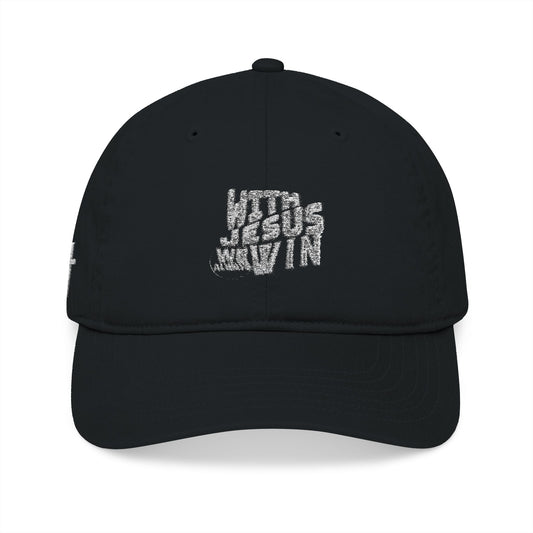With Jesus We Always Win Baseball Cap - Eco-Friendly + Organic